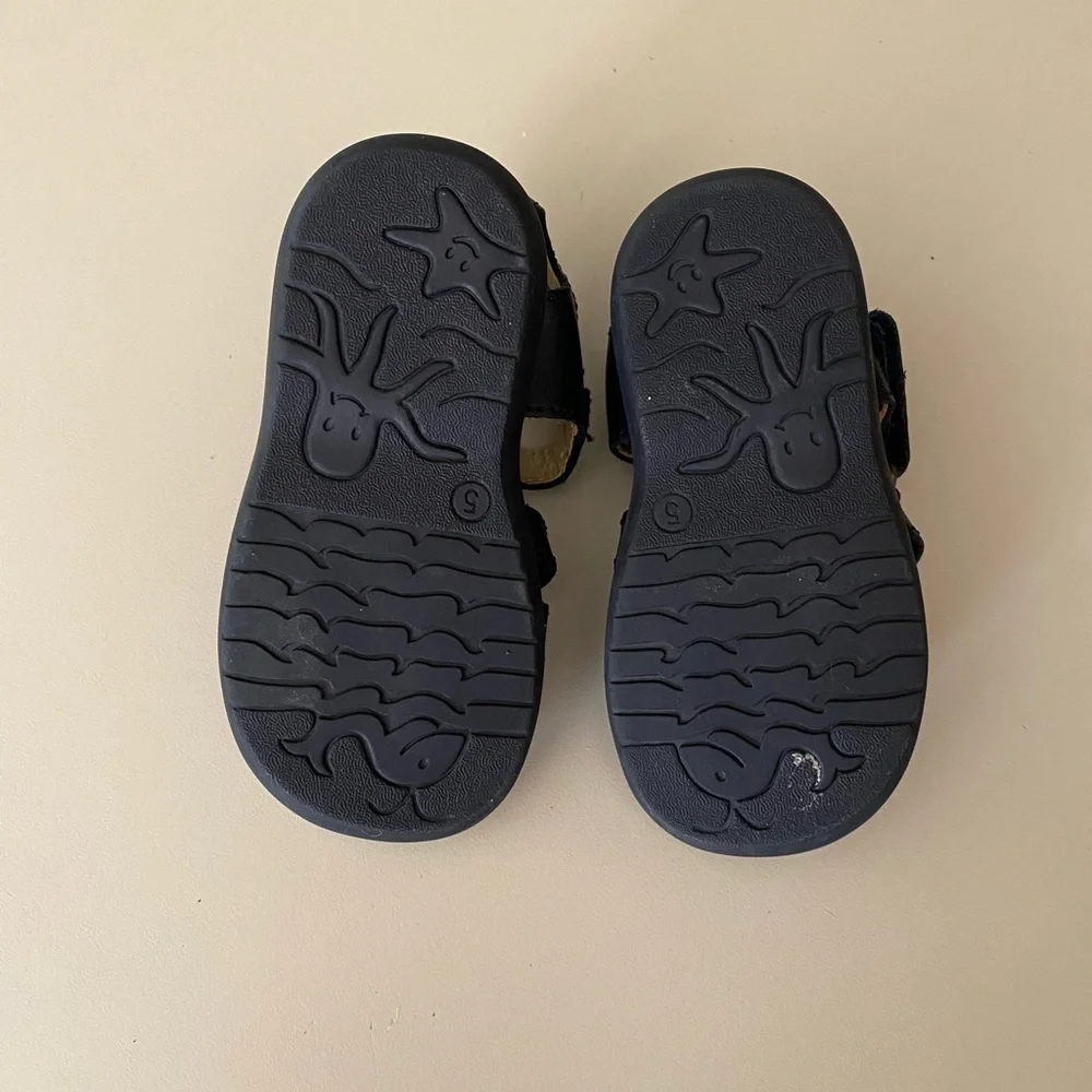 Scott David Kids Fisherman Sandals Navy Leather Size 5 Beach Summer Vacation